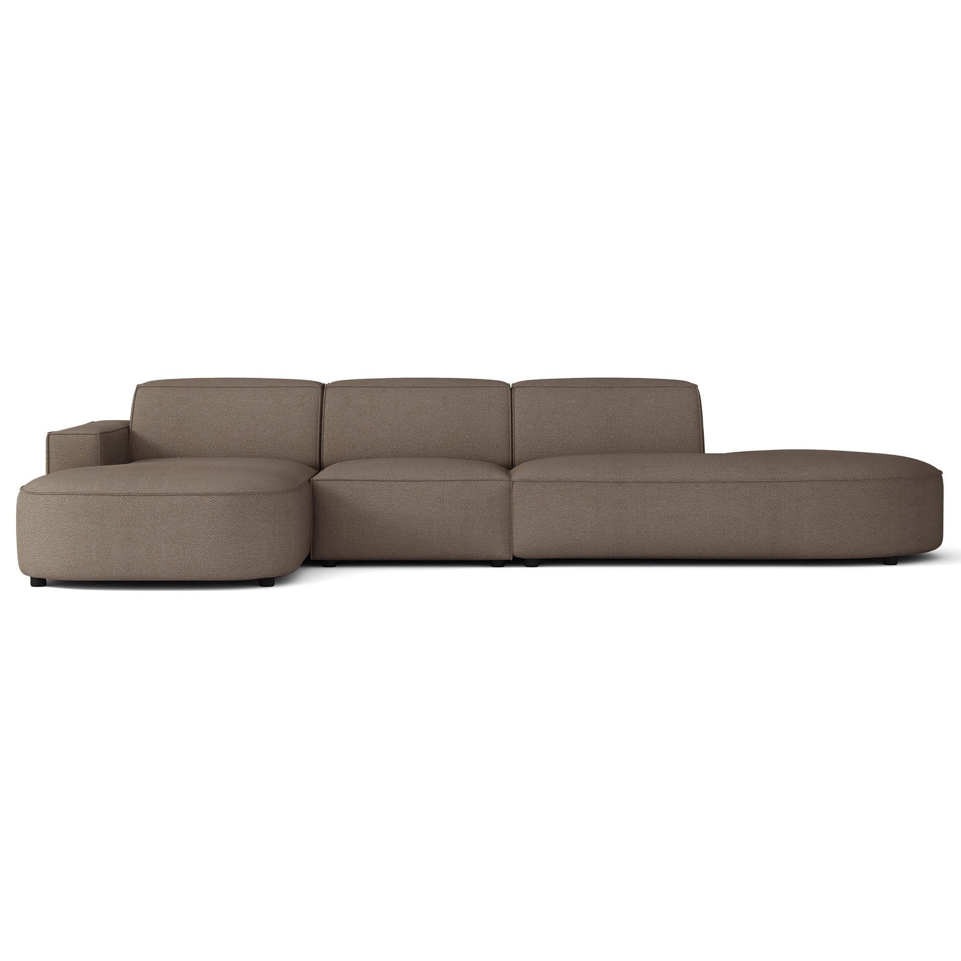 ECKSOFA Sallmo L-Form, 3-Sitzer, links 358 cm - Hellbraun/Schwarz, Kunststoff/Textil (358/166cm) - Selsey