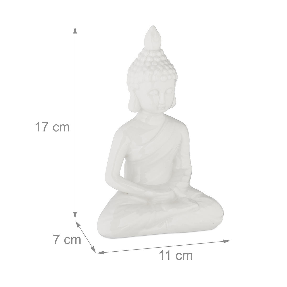 BUDDHA-FIGUR - Weiß, Keramik (11/17/7cm) - Relaxdays
