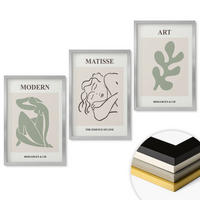 WANDBILDER 3er Set - 40x60 cm Silberner Rahmen - Stilvolles Design mit Pflanzenmotiven - Silberfarben, Kunststoff (40/60cm) - ArtPrintCave