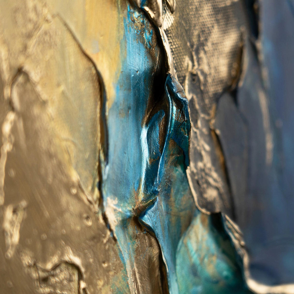GEMÄLDE Abstrakte Symphonie Schattenfugenrahmen Gold 60x40 cm - Goldfarben, Holz (60/40cm) - YS-art gallery