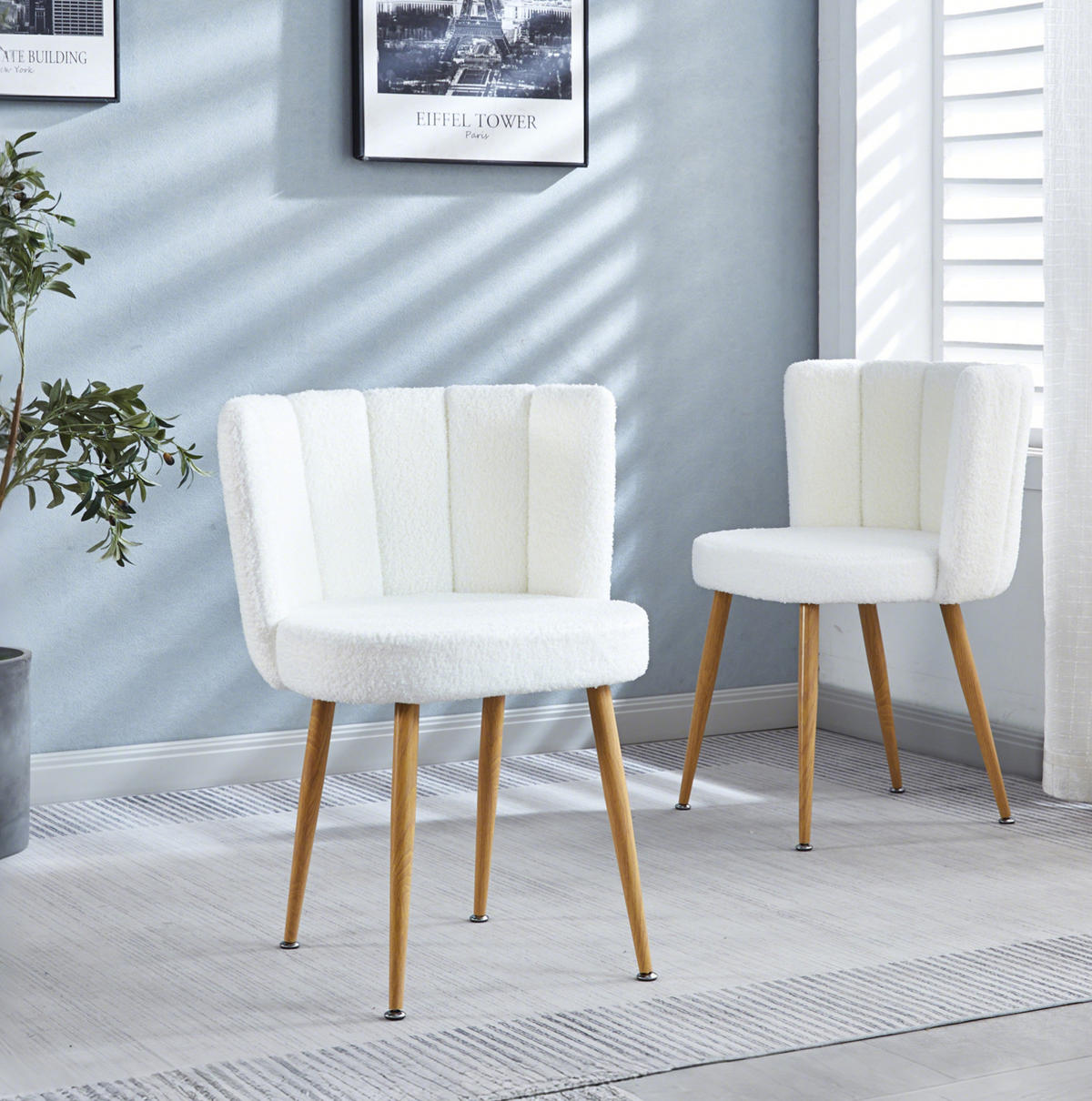 ESSZIMMERSTUHL ergonomische Sitzschale Teddy White 2er-Set - Weiß, Holz (54/77/60cm) - Meubliv