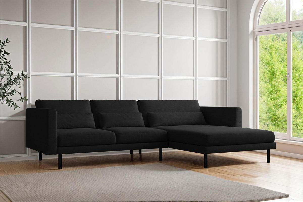 ECKSOFA Agada In Verita - Schwarz, Holzwerkstoff/Textil (281/174cm) - Fun Möbel
