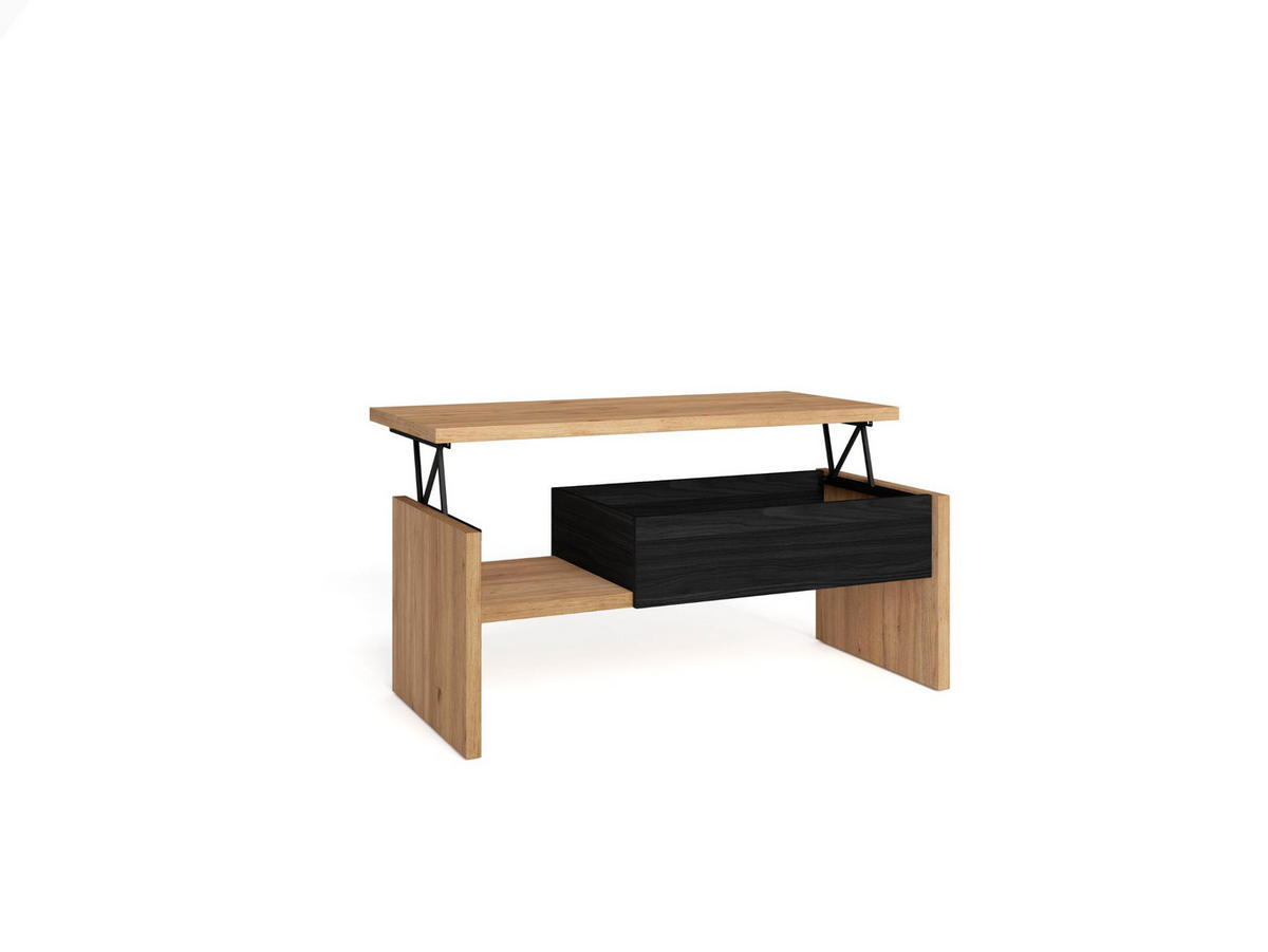 COUCHTISCH, Beistelltisch, eiche, schwarz, 110/50/45cm - Eichefarben, Holzwerkstoff (110/50/45cm) - Skraut Home