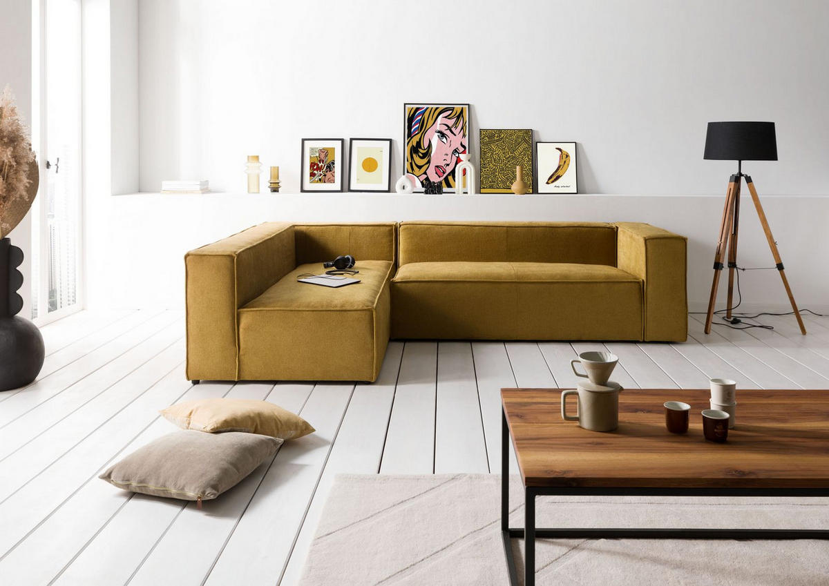 ECKSOFA modular 175x92x64 gelb BRUGGE - Gelb, Textil (175/92cm) - Massivmoebel24