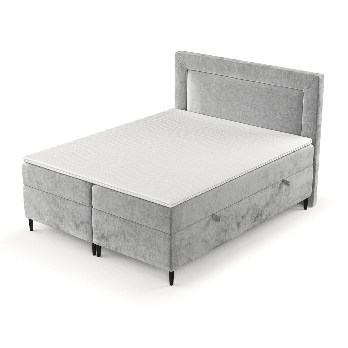 BOXBETT Noble Hellgrau 180/200 cm - Hellgrau/Schwarz, Holz/Holzwerkstoff (180/200cm) - Maison de Reve