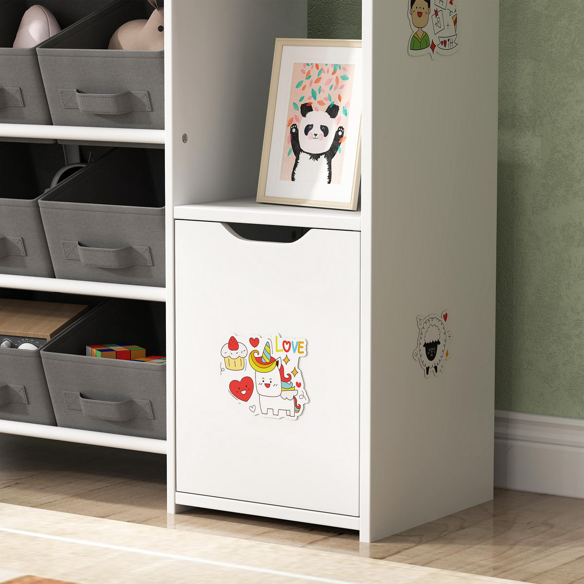 REGAL DE-17250 9 Stoff-Schubladen & Türfach Weiß - Weiß, Holzwerkstoff (30/80/92cm) - ComfortXL
