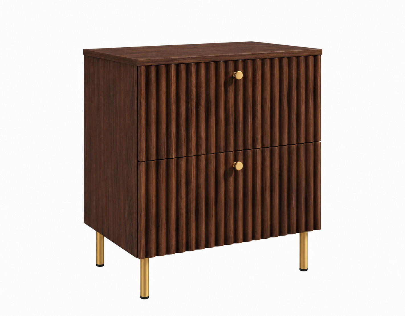 BADEZIMMERSCHRANK: Nusseiche / Platte Nusseiche / Griffe Gold / Beine Gold, 60 x 44,4 x 73,6 cm - Eichefarben/Goldfarben, Holzwerkstoff (60/73.6/44.4cm) - 3XE LIVING