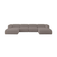 WOHNLANDSCHAFT MIRA-U2 408x179x70 Braun Bouclé - Dunkelbraun/Schwarz, Holzwerkstoff/Kunststoff (408/70/179cm) - ALTDECOR