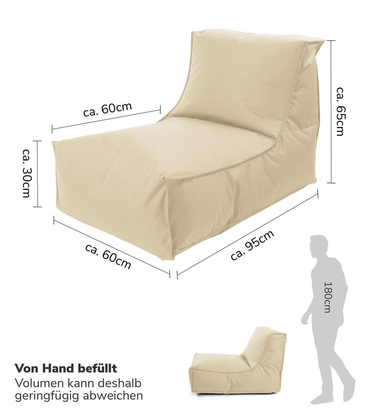 SITZSACK mit Schutzhülle Der Sundowner - Beige, Textil (60/65/95cm) - Mokebo
