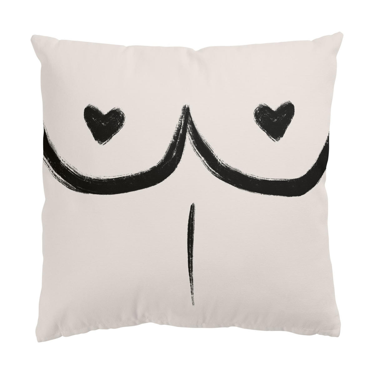 DEKOKISSEN 2er-Set Alina Buffiere Illustration - Ich seh dich Brüste Duo 50/50 cm - Eichefarben, Textil (50/50cm) - Bilderwelten