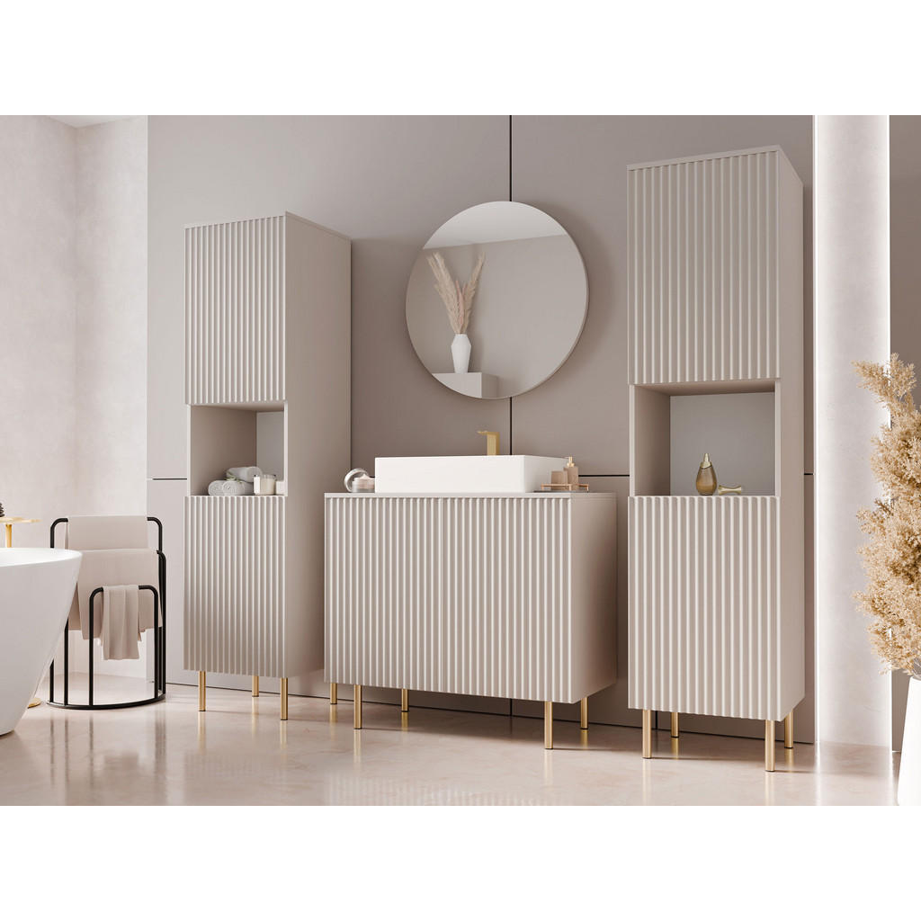 Thumbnail - Mirjan24 Badmöbel-Set, Kaschmir, Holzwerkstoff, 87x79x45 cm, Badezimmer, Badmöbelsets & Badmöbelserien, Badmöbel-Sets