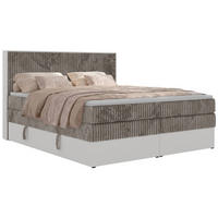 BOXSPRINGBETT TRAVIT KING 200/200 - Hellbraun Cord - Topper Visco - H3 - Hellbraun/Schwarz, Kunststoff/Textil (200/200cm) - MKS