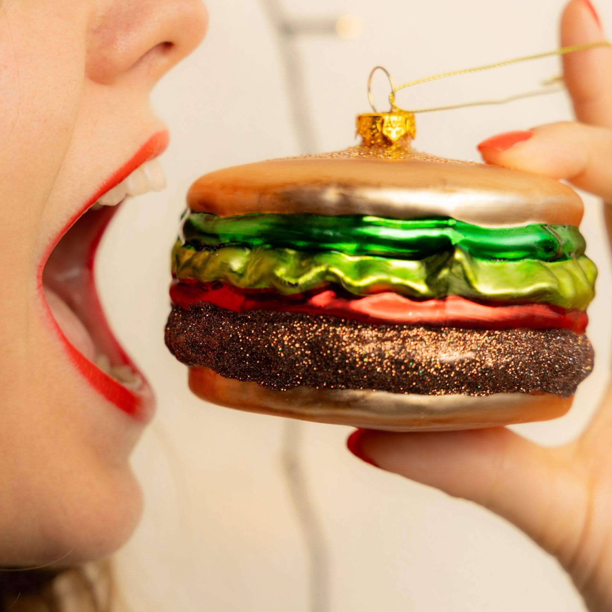 WEIHNACHTSKUGEL Hamburger 10 cm - Braun, Glas (10/8/1cm)