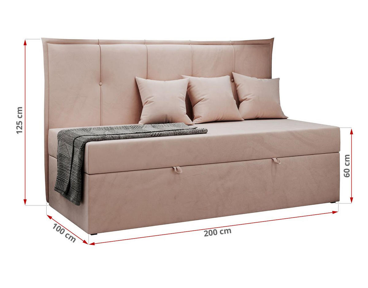 BOXBETT BANCO 90/200 Rosa Velvet - H3 - Rosa, Holz/Textil (90/200cm) - MKS