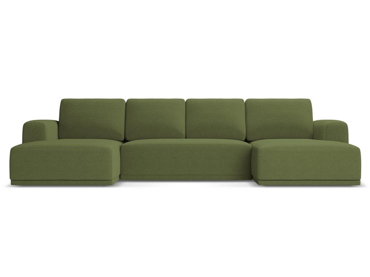 WOHNLANDSCHAFT Chenille Stoff Grün - Dunkelgrün/Schwarz, Kunststoff/Textil (333/91/160cm) - Makamii
