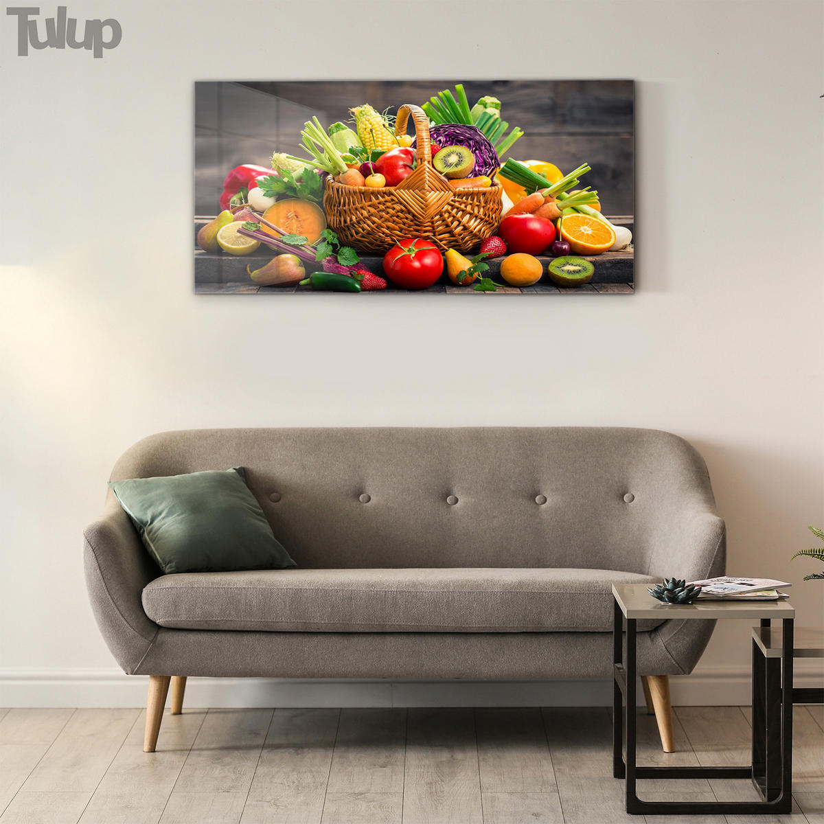 GLASBILD 120x60 cm Obstkorb - Multicolor, Glas (120/60cm) - TULUP