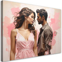 LEINWANDBILD, Elegantes Paar auf pastellrosa Hintergrund - Rosa, Textil (100/70cm) - Feeby