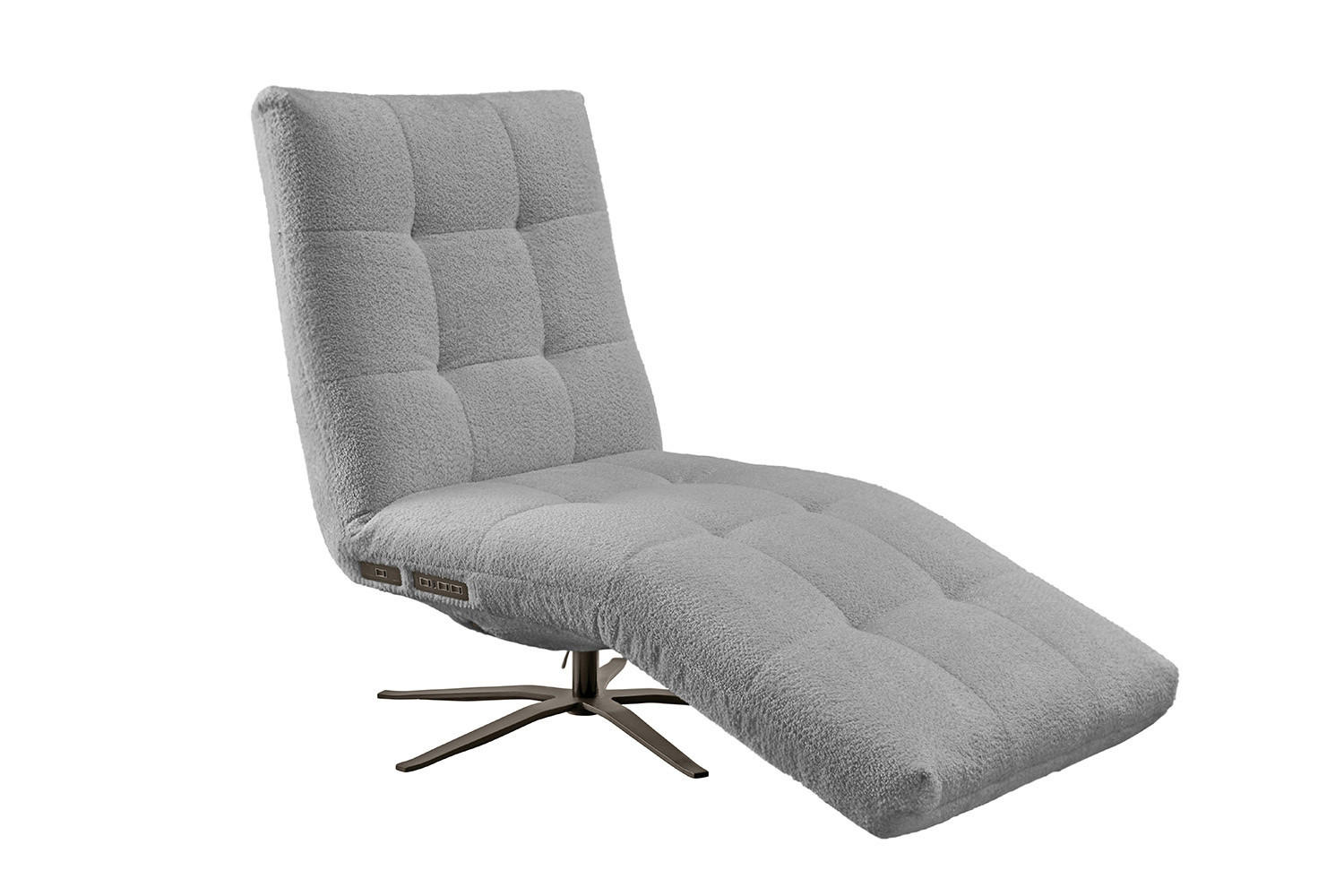 RELAXLIEGE LETICIA Grau Flachgewebe - Schwarz/Grau, Textil/Metall (82/115/156cm) - KAWOLA