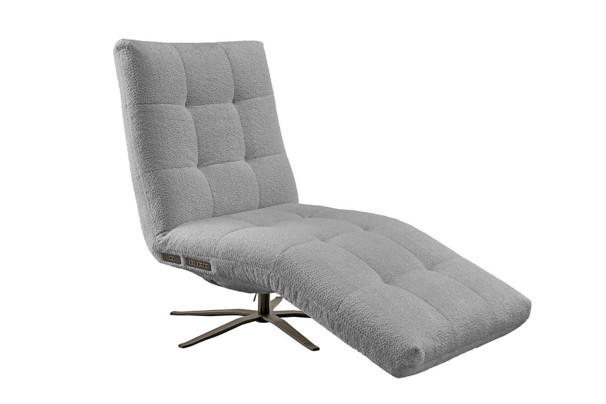 RELAXLIEGE LETICIA Grau Flachgewebe - Schwarz/Grau, Textil/Metall (82/115/156cm) - KAWOLA