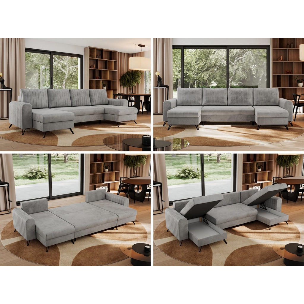 Thumbnail - MKS Wohnlandschaft, Hellgrau, Textil, 5-Sitzer, U-Form, 312x90x140 cm, Wohnzimmer, Sofas & Couches, Wohnlandschaften, Wo...