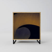SIDEBOARD HOLLOW TIME, Eichefarben, 57,5x42x67,5 cm, Schwarze Metall-Rahmenfüße - Eichefarben/Multicolor, Holzwerkstoff/Metall (57.5/67.5/42cm) - SpaceRebels