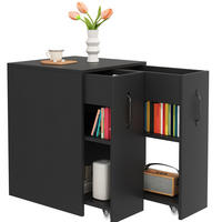 SIDEBOARD aus Spanplatte 52x50x75 cm Schwarz mit Rollen, beidseitig montierbaren Auszügen und offenen Fächern - Schwarz, Holzwerkstoff (52/75/50cm) - Modfu