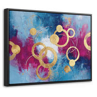 LEINWAND Bilder mit Rahmen - Kreise - Gold - Abstrakt - 40x30 - Blau, Textil (40/30cm) - MuchoWow