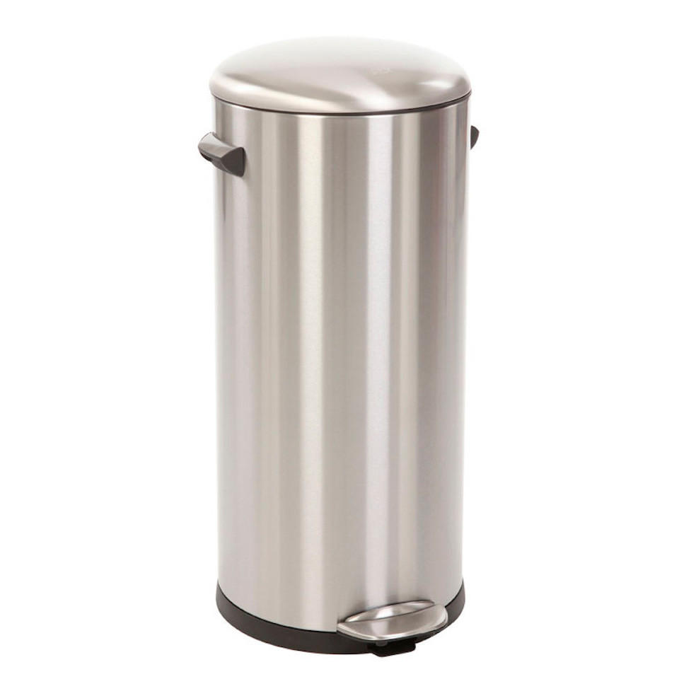 MÜLLEIMER Retro Mit Markanten Griffen und Kugelkappe 30 Liter 68,5 x 29,2 cm Kunststoff Inneneimer Silber - Silberfarben, Metall (33.8/68.5/37.9cm) - PROREGAL