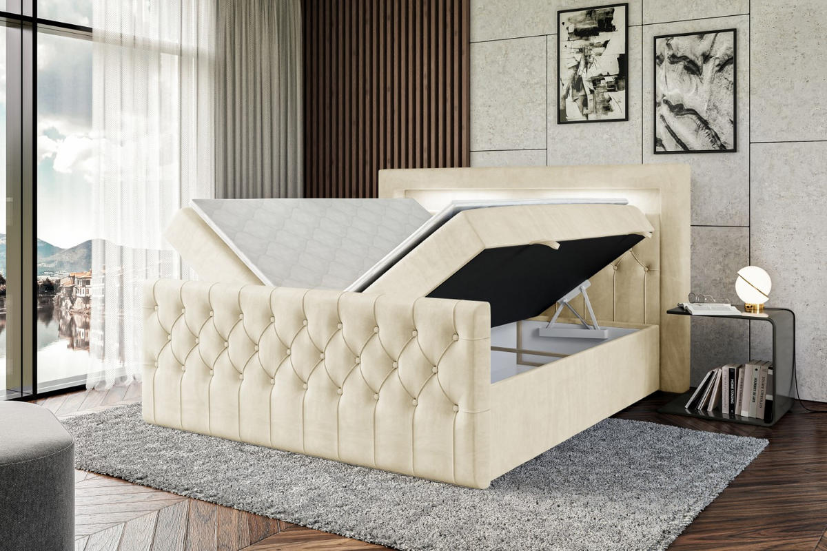 BOXBETT AURORA - 180x200 - H3 - Beige - Beige, Holzwerkstoff (180/200cm) - ALTDECOR