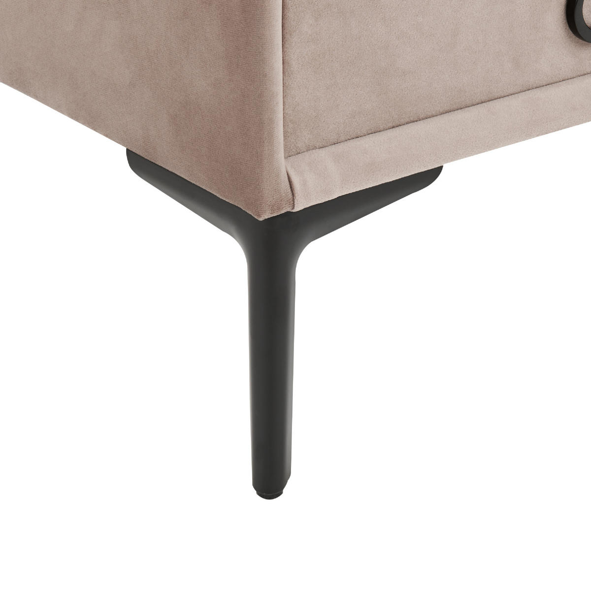 NACHTTISCH Samtstoff taupe 2 Schubladen Sezanne - Beige/Schwarz, Textil (44/45/38cm) - Beliani