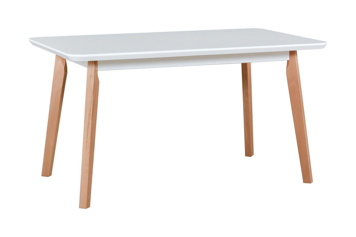 ESSTISCH Oslo 7, 140-180/80 cm, weiss - Wildeiche/Weiß, Holz (80/140/75cm) - Leaf Design