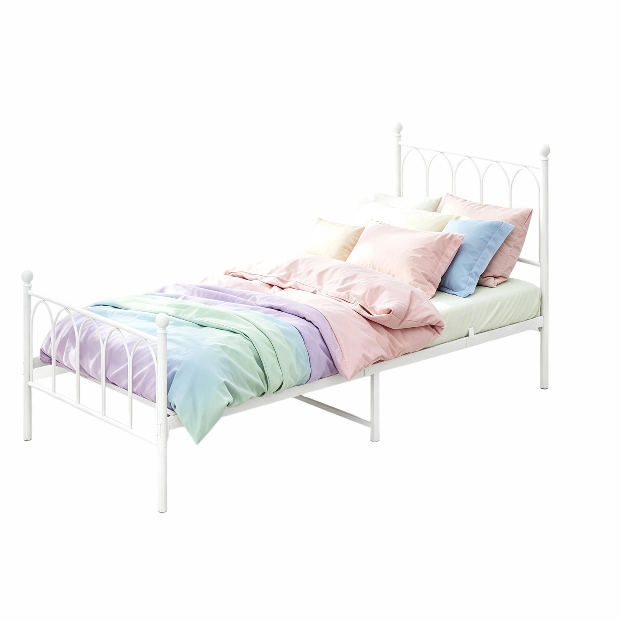 KOVOVÁ POSTEL 90/200 cm s matrací, roštem a úložným prostorem pod postelí, bílá - bílá, kov (90/200cm) - STILVORA