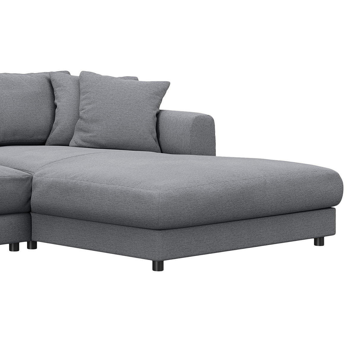 ECKSOFA mit Longchair - Schwarz/Grau, Kunststoff/Textil (286/183cm) - home24