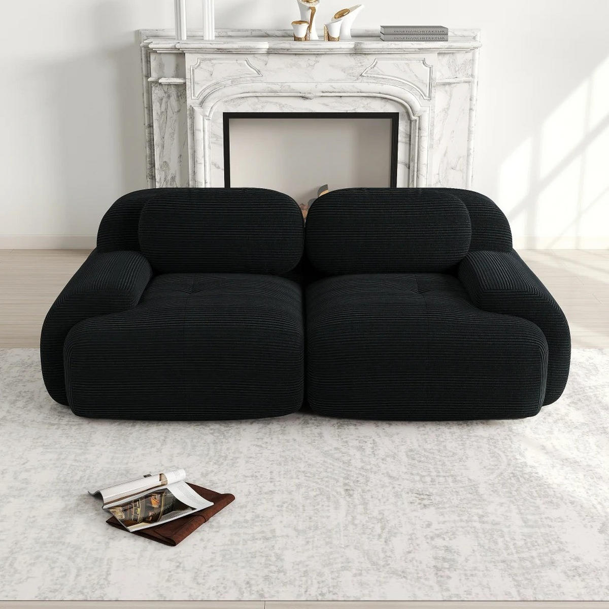 SCHLAFSOFA 3-in-1 Klappsofa Beige, 1 Stück, mit Kissen - Schwarz, Textil (138/70/103cm) - Kaket