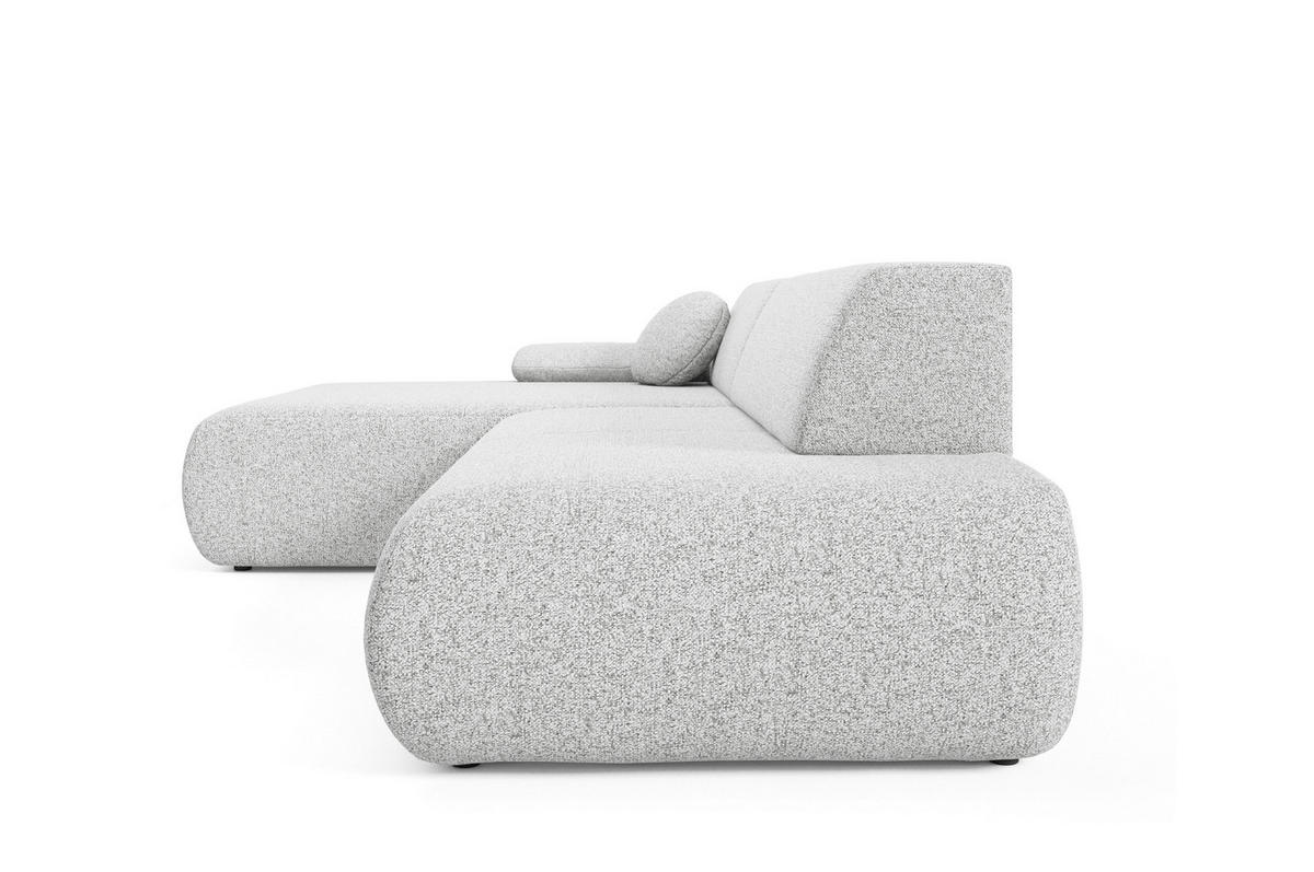 ECKSOFA DELTA L-S Hellgrau Geflochtener Stoff mit Schlaffunktion - Hellgrau, Holz (286/173.5cm) - MASSENO