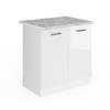 SPÜLENUNTERSCHRANK R-Line Weiß Hochglanz 80 cm, AP Marmor - Weiß Hochglanz/Weiß, Holzwerkstoff (80/81.6/60cm) - Vicco