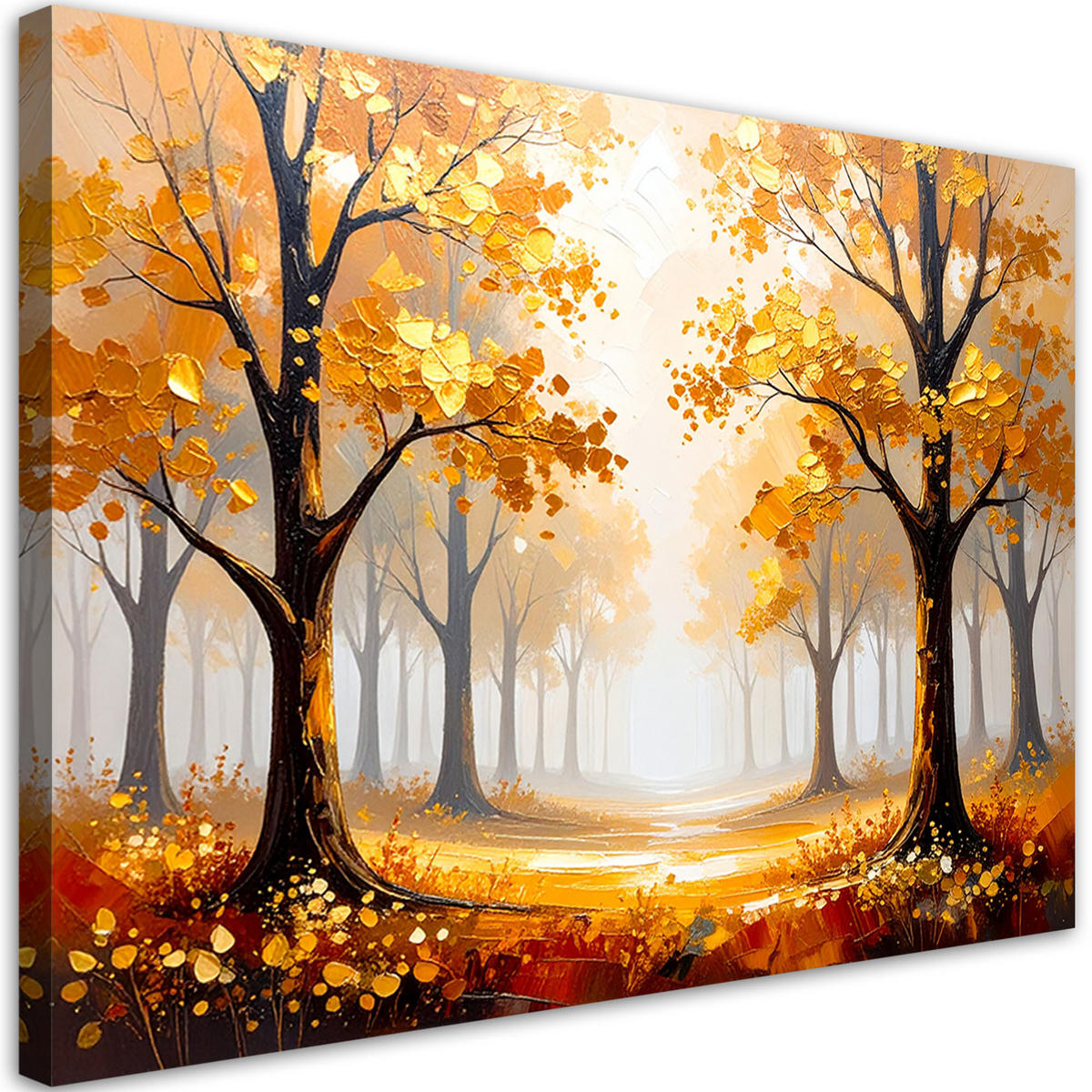 LEINWANDBILD Goldene Bäume im Park Landschaft 120x80cm - Goldfarben, Textil (120/80cm) - Feeby