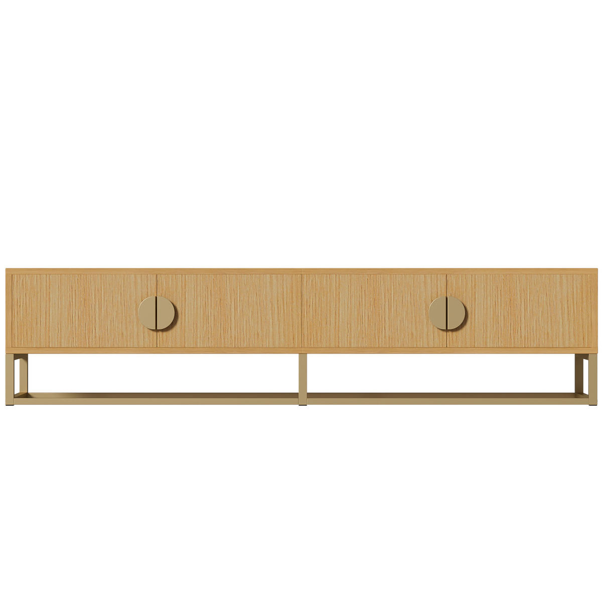 TV-BOARD aus MDF und Holzwerkstoff 180x40x40 cm Holzfarbe mit 4 Türen, Soft-Close und goldfarbenen Details - Braun, Holzwerkstoff (180/40/40cm) - Modfu