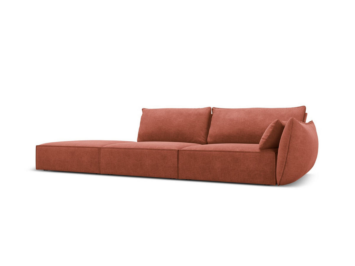 LINKES-SOFA Kaelle aus Chenille-Stoff terrakotta 4 Sitzplätze - Terracotta, Textil (110/85/264cm) - Micadoni