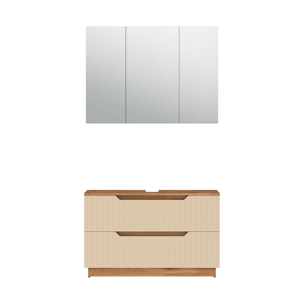 BADMÖBEL-SET Lotta Eiche/Kaschmir gestreift 2 Teile - Kaschmir, Holzwerkstoff (119.2/62.5/35cm) - Vicco