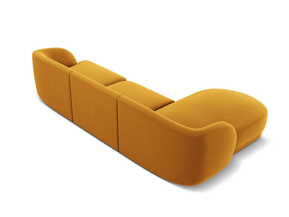 ECKSOFA links Miley aus Samt gelb 4 Sitzplätze - Gelb, Textil (156/255cm) - Micadoni