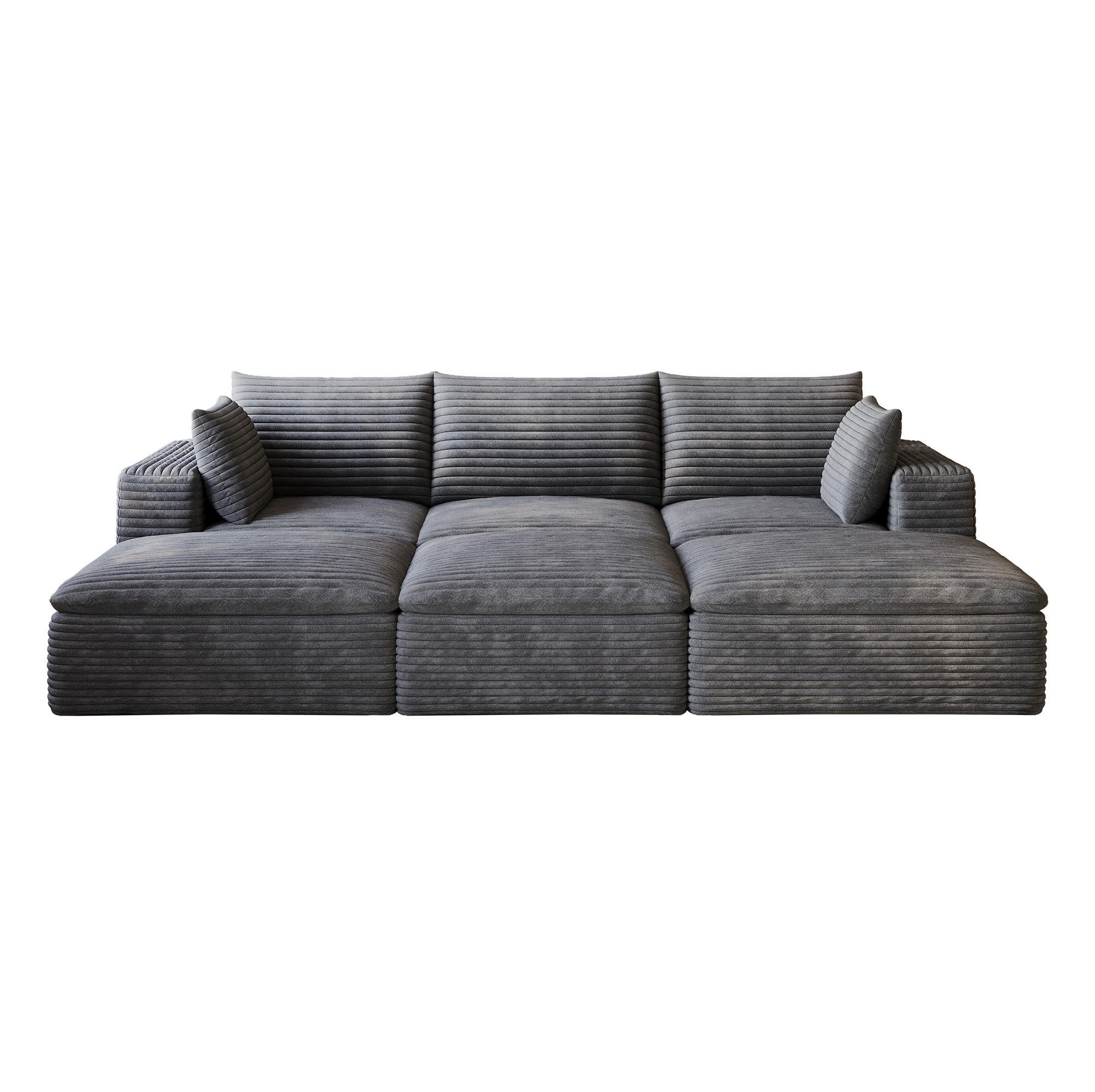 3-SITZER-SOFA aus Stoff 260 cm Dunkelgrau mit Schaumstoffpolsterung und flexibel kombinierbarem Design - Dunkelgrau, Textil (260/60/160cm) - Modfu