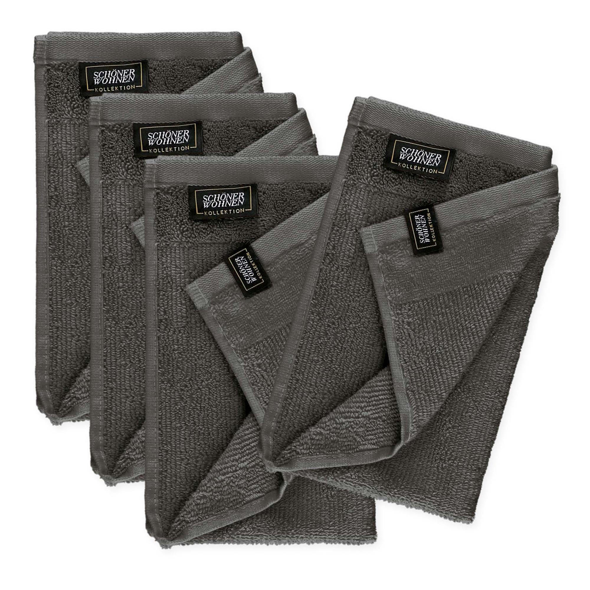 GÄSTEHANDTUCH 4ER SET AUS 100 % BAUMWOLLE SENSE - Anthrazit, Textil (30/50cm) - Schöner Wohnen