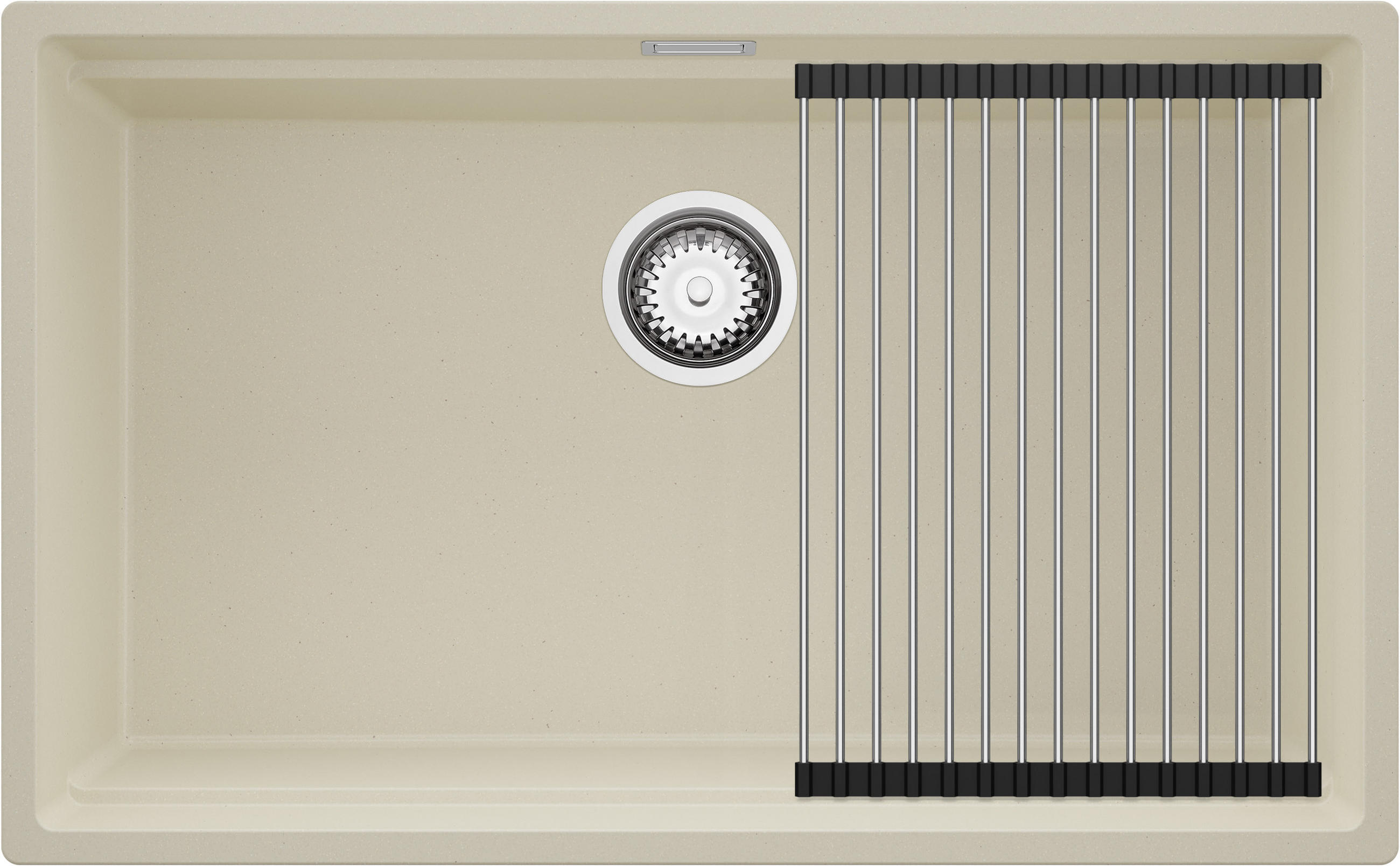 UNTERBAUSPÜLE GRANIT Praga, 2-er set Beige 76/47 cm 1 Becken + Ablauf-Set + Aufrollbare Abtropffläche ab 80er Unterschrank - Chromfarben/Beige, Kunststoff (76/20/47cm) - Primagran