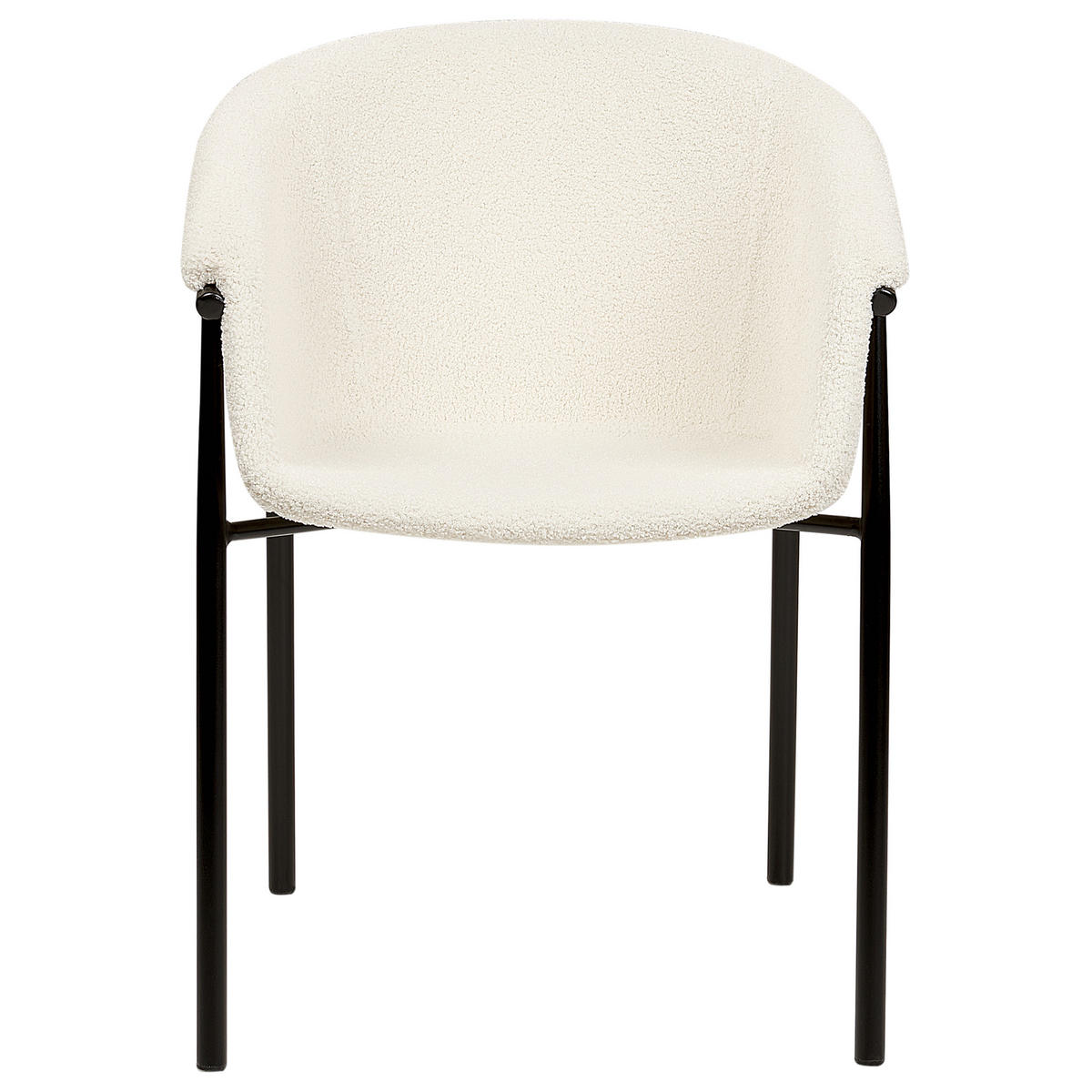 ESSZIMMERSTUHL 2er-Set Bouclé cremeweiß/schwarz Ames - Creme/Schwarz, Textil (59/80/56cm) - Beliani