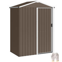 GERÄTEHAUS DE-08159 mit Satteldach & Schiebetür - Braun, Metall (87/179/136cm) - ComfortXL