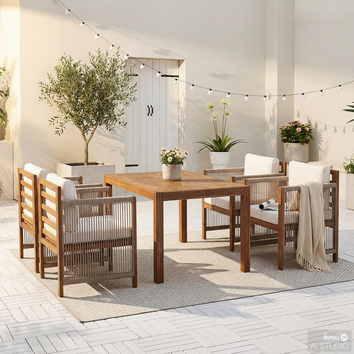 MASSIVER GARTENESSTISCH - Akazie massiv - Braun/Akaziefarben, Holz (85/120/72cm) - home24