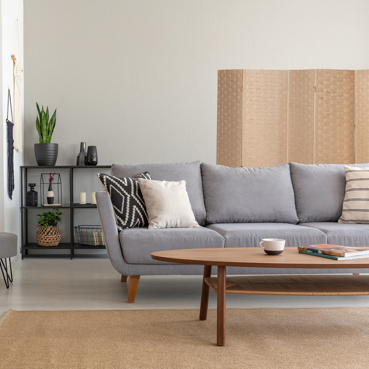 PARAVENT - Hellbraun, Holz/Papier (320/170/2cm) - Relaxdays