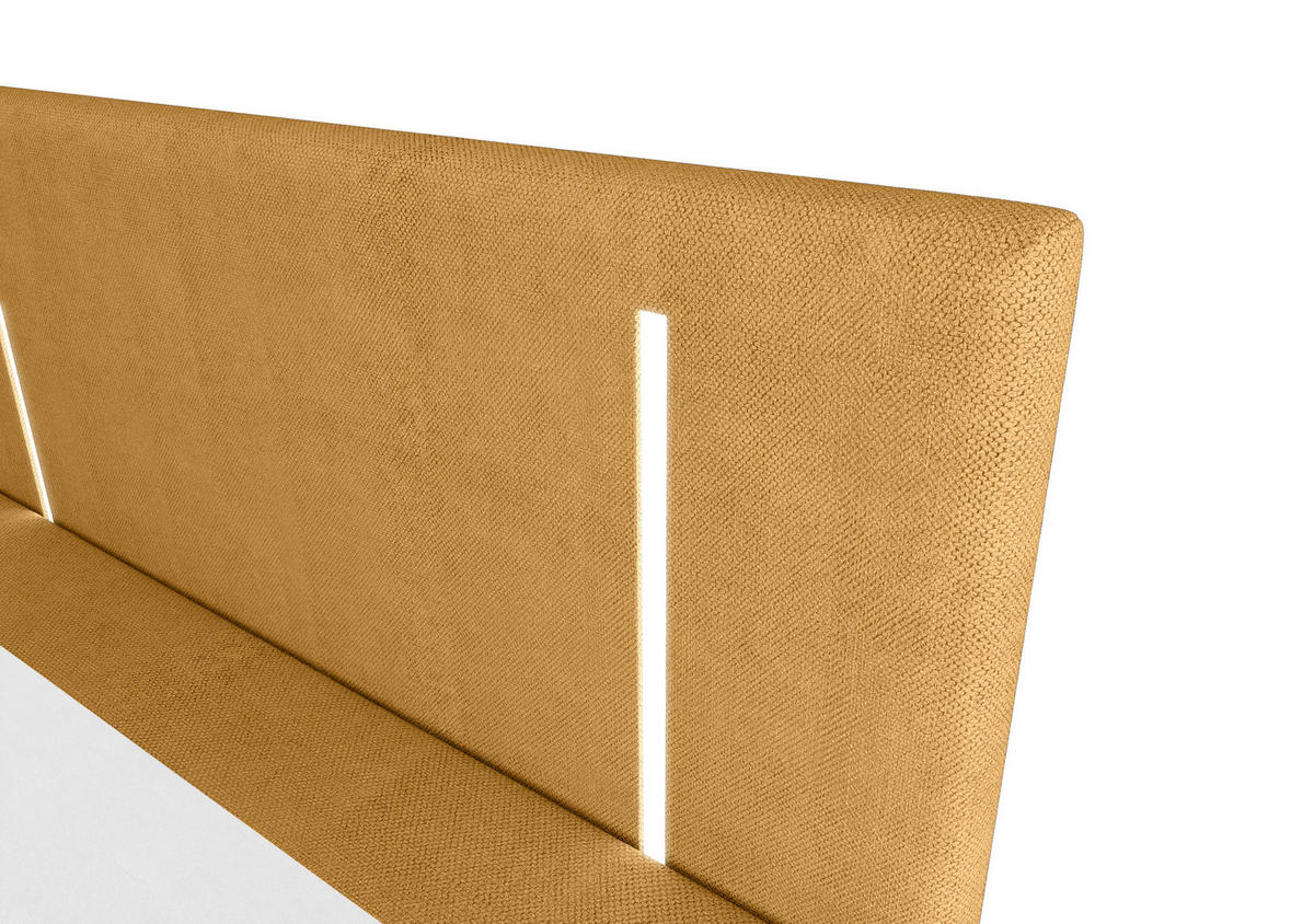 BOXBETT ONO mit Matratze H3, Bonell und Topper 180x200 CURIO 48 - Goldfarben, Textil (180/200cm) - Bedante