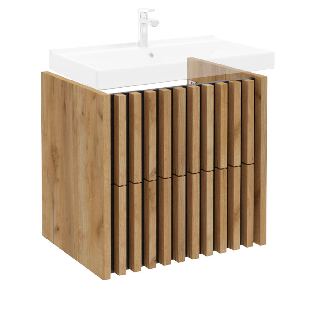 WASCHBECKENSCHRANK Lucca-107 - Braun, Holzwerkstoff (60/56/45cm) - Lomado